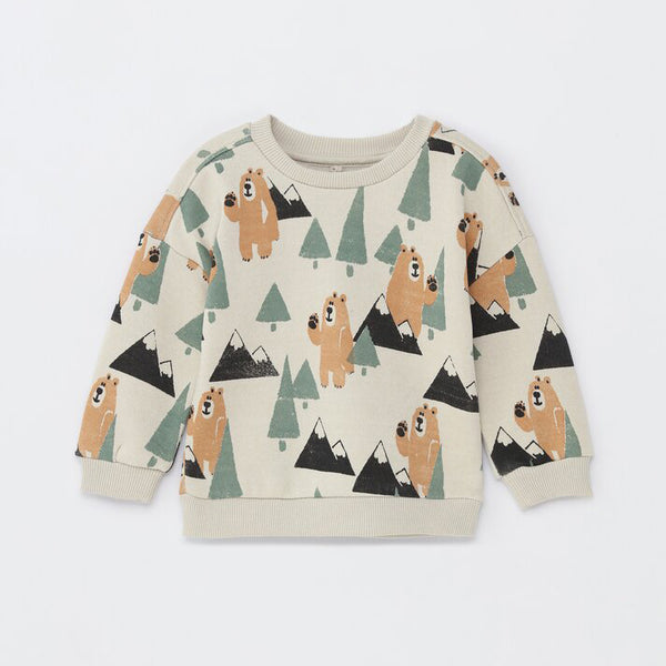 LFT Kids 'Off White' Animal Printed Fleece Sweatshirt LFT618
