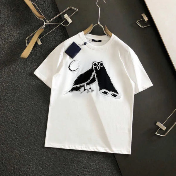 LV Men 'White' Owl Embroidered Oversized T-Shirt LV813