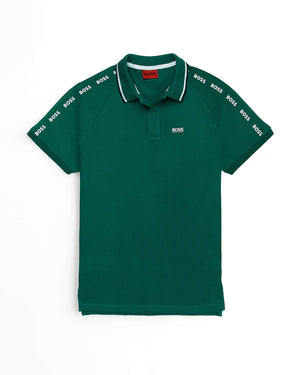 HU - Men 'Green' Boss Later Slide Contrast Trim Printed Polo HU903