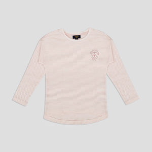 OVS - Girls 'Pink' Striped Organic Cotton Full Sleeve T-Shirt OVS252