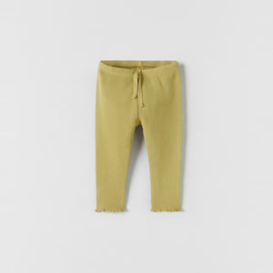 ZR - Girls 'Yellow' Waffle Texture Lettuce Edge Legging ZR454