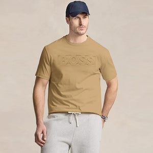 HU - Men 'Beige' Boss Embossed Motive Logo T-Shirt HU867