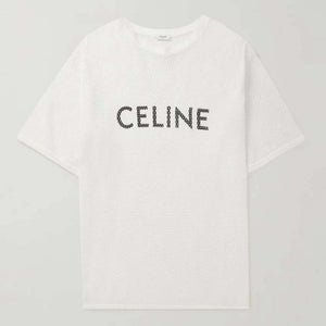 CL - Men 'White' Celine Printed Cotton Mesh Oversized T-Shirt CL801