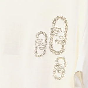 FE - Men 'White' Embellished With Chain Fendi O’Lock Motif Oversized T-Shirt FE798