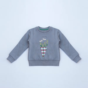 VB - Girls 'Grey' Printed Fleece Sweatshirt VB461