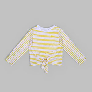 IN - Girls 'Yellow' Striped Love Organic Cotton Full Sleeve T-Shirt IN253
