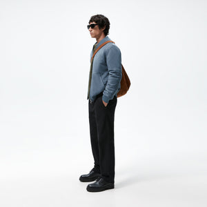 ZR - Men 'Blue' Faux Suede Bomber Jacket ZR2249