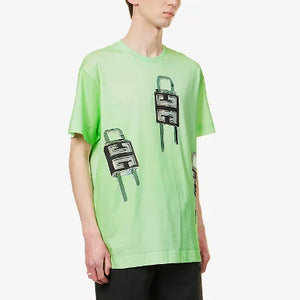 GI - Men 'Light Green' 4G Lock Graphic Printed Oversized T-Shirt GI818