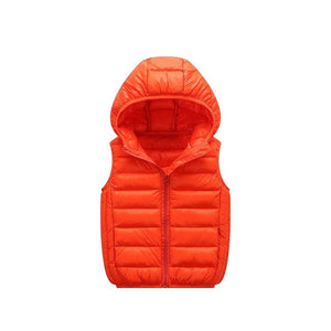 XI - Kids 'Orange' Hooded Puffer Sleeveless Zippered Jacket XI232