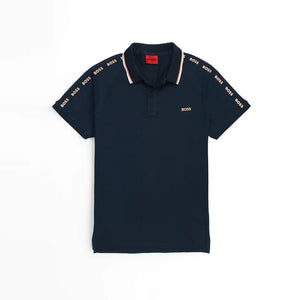 HU - Men 'Dark Navy' Boss Later Slide Contrast Trim Printed Polo HU904
