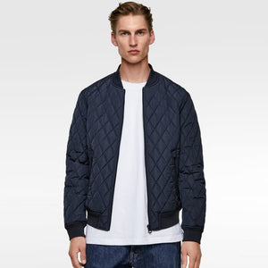 ZR - Men 'Navy' Diamond Shape Quilted Jacket ZR2260