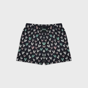 LM - Girls 'Charcoal' All Over Heart Printed Cotton Shorts