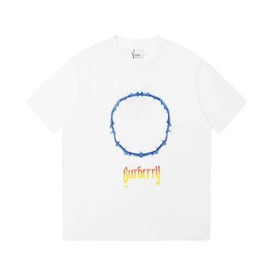 BU - Men 'White' Thorn and Logo Print Oversized T-Shirt BU804