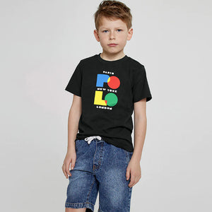 PL - Kids 'Black' Multi Polo Printed T-Shirt PL856