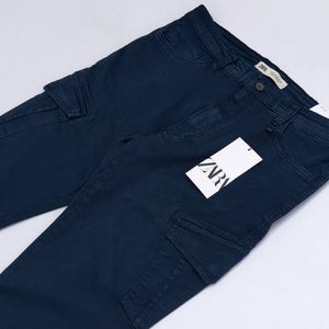 ZR - Men 'Navy' Stretchable Slim-Fit Cargo Cotton Trouser ZR791