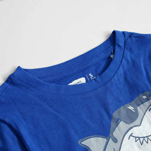 YO - Kids 'Blue' Shark Slogan Printed Cotton T-Shirt YO729