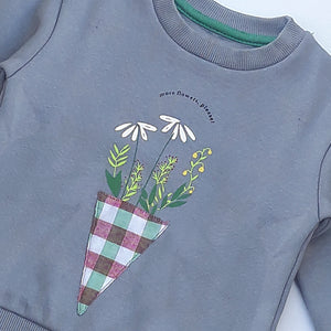 VB - Girls 'Grey' Printed Fleece Sweatshirt VB461