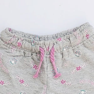 MO - Girls 'Grey' Printed Cotton Terry Shorts MO741