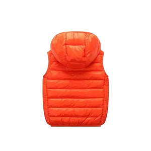 XI - Kids 'Orange' Hooded Puffer Sleeveless Zippered Jacket XI232