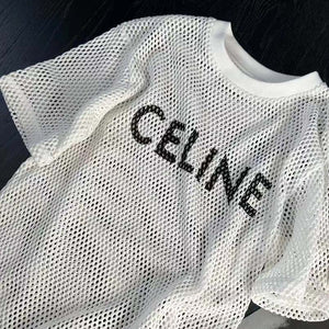 CL - Men 'White' Celine Printed Cotton Mesh Oversized T-Shirt CL801