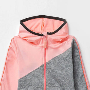 SF - Girls 'Pink & Grey' Exclusive Technical Sports Zip-up Hoodie SF225