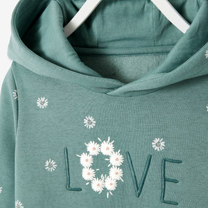 VE - Girls 'Light Green' Fleece Dress with Hood & Fancy Details VE226