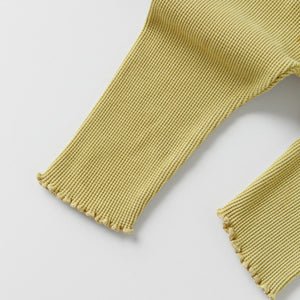 ZR - Girls 'Yellow' Waffle Texture Lettuce Edge Legging ZR454