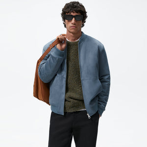 ZR - Men 'Blue' Faux Suede Bomber Jacket ZR2249