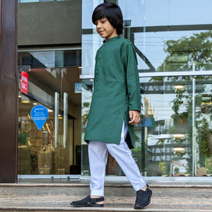 Kids 'Green' Plain Cotton Kurta K08