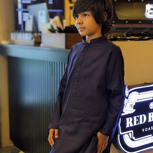 Kids 'Navy' Plain Cotton Kurta K11