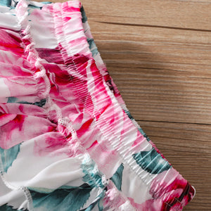 PP-3pcs Baby Girl 95% Cotton Short-Sleeve Letter Print Romper And Floral Print PP24