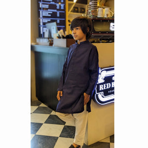 Kids 'Navy' Plain Cotton Kurta K11
