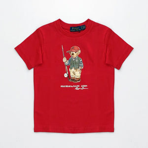 PL - Kids 'Red' Polo Bear Printed T-Shirt PL786