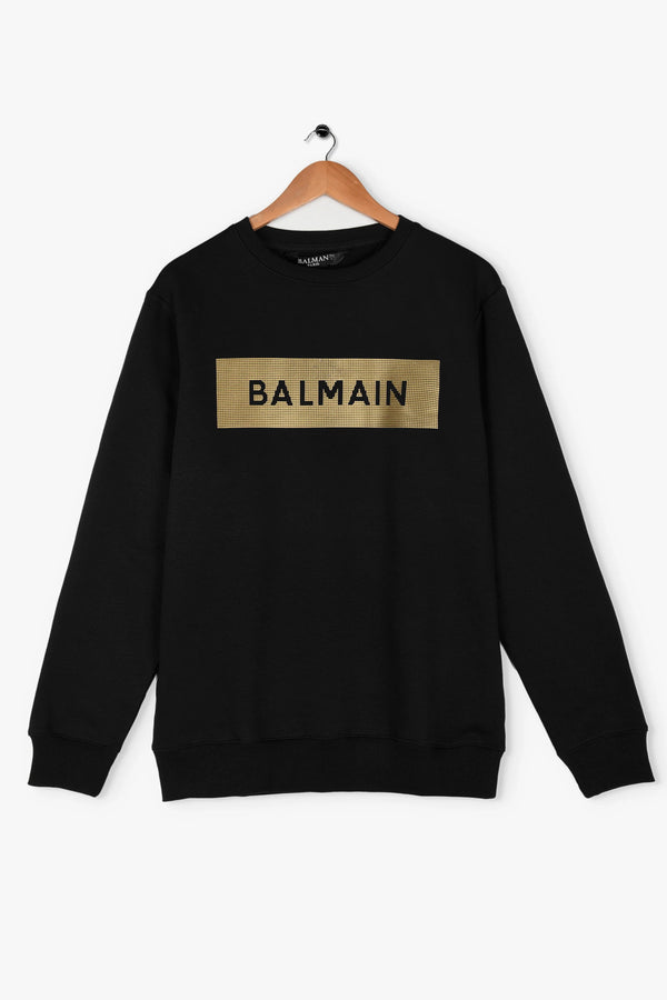BALMAIN 黒　ゴールドロゴ　スウェット　S Balmain - Black Sweatshirt With Gold Logo And Gold Buttons