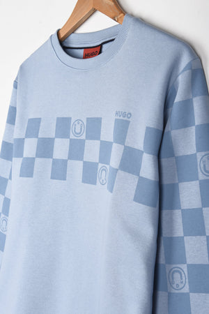 HUGO CHECKERED PRINT FLEECE SWEATSHIRT