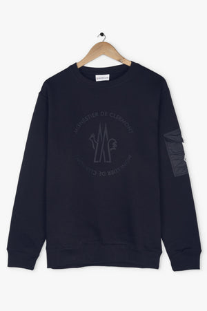 MONCLER ARM POCKET/ RUBBER LOGO SWEATSHIRT NAVY BLUE