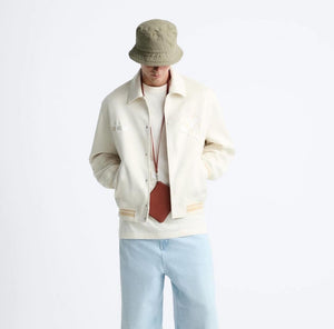 ZR-Men's 'Beige' Jacket Warm Woolly Coat Loose Plain Single Breasted Printing Collar  ZR90