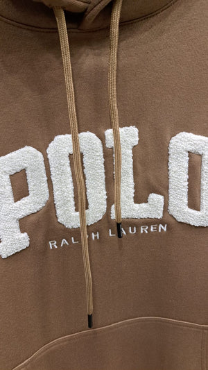 RALPH LAUREN APPLIQUE LOGO HOODIE BROWN