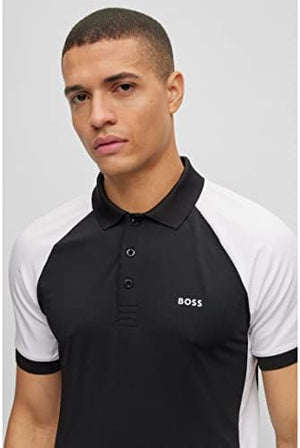 BOSS Men's Pauletech Polo Black and White