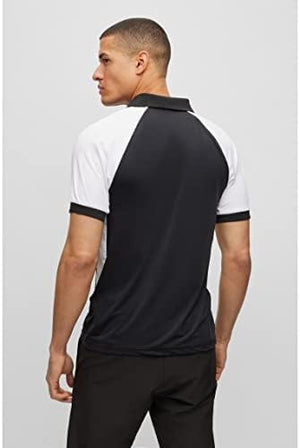 BOSS Men's Pauletech Polo Black and White