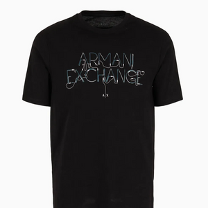 AX - Men 'BLACK' Premium Regular fit cotton T-shirt with contrasting logo AX145