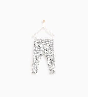 ZARA – ‘Ecru’ Cat Print Plush Legging Z77 (2656622608469)