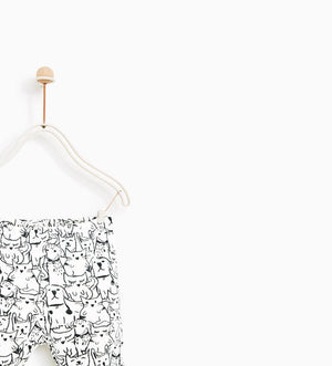 ZARA – ‘Ecru’ Cat Print Plush Legging Z77 (2656622608469)