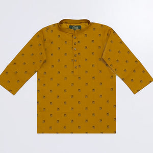 Kids 'Mustard' Printed Cotton Kurta K4