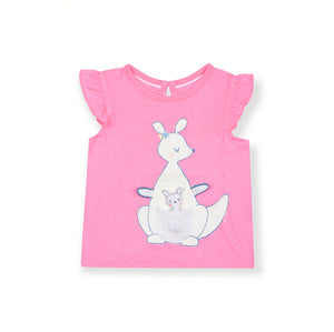 CC - Kids 'Baby Pink' With White Kangaroo Printed Top CC760