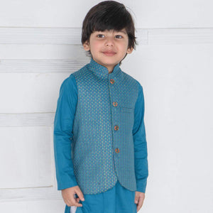 WC - Kids 'Steel Blue' Embroidery Waist Coat WC7