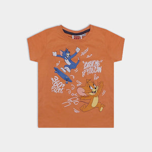 TO - Kids 'Orange' Tom & Jerry Printed Cotton T-Shirt TO163