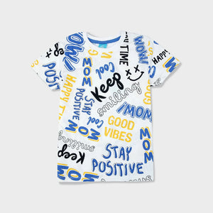 LK - Kids 'White' All-Over Printed Cotton T-Shirt LK167