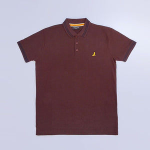 BS - Men 'Burgundy' With Collar Stripe Slim Fit Polo BS79