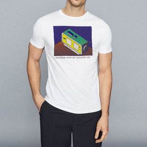 SP - Men 'White' Streachable Round-Neck Printed T-Shirt SP880